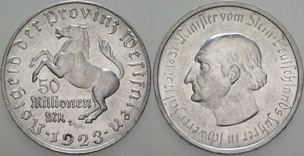 50 Millionen Mark 1923 J.N. 26 Vorzüglich - Stempelglanz