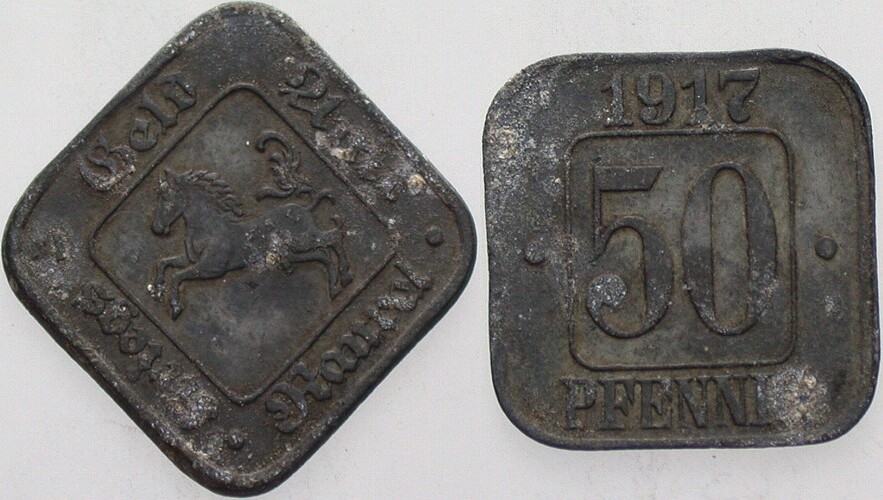 50 Pfennig 1917 Pferd, Kriegs-Geld Menzel 21164.1 Sehr schön