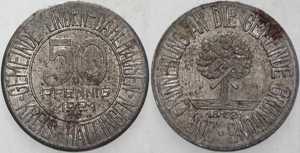50 Pfennig 1921 Menzel 15262.1 Etwas Belag, Patina, sehr schön