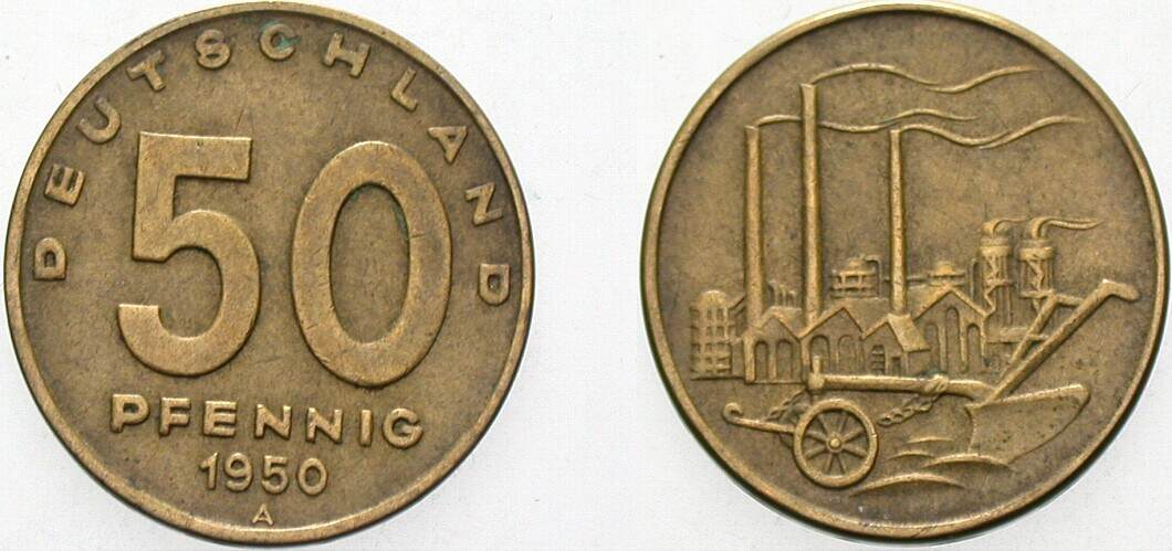 50 Pfennig 1950 J. 1504 sehr schön