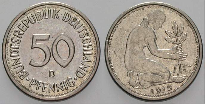 50 Pfennig 1978 J. 384 sehr schön