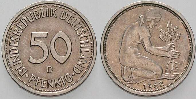 50 Pfennig 1982 J. 384 sehr schön