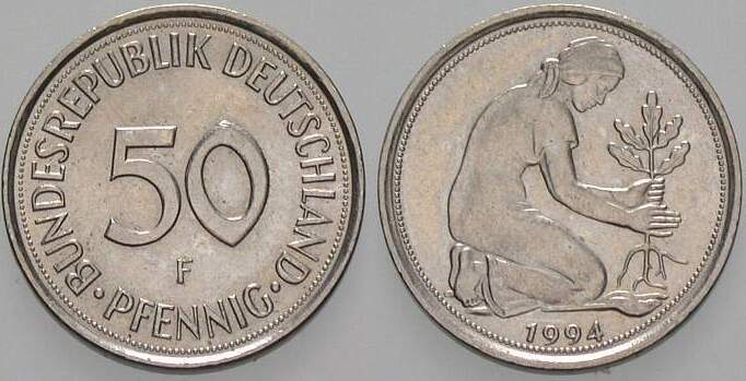 50 Pfennig 1994 J. 384 Sehr schön