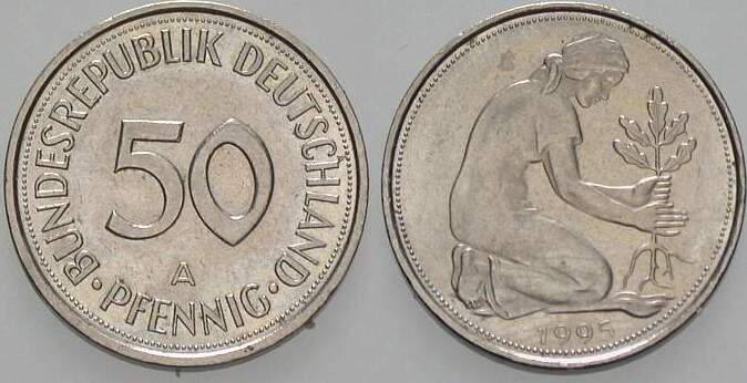 50 Pfennig 1995 J. 384 Sehr schön