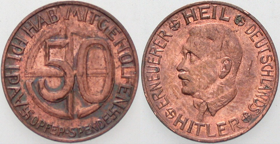 50 Pfennig-Spendenmünze   Sehr schön