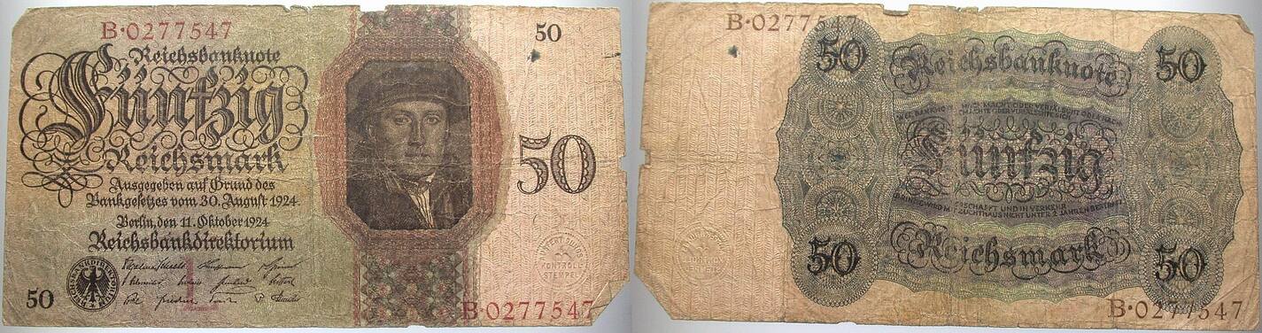 50 Reichsmark 11  Rosenberg 170a Stärler gebraucht