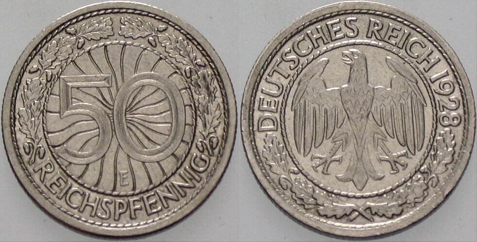 50 Reichspfennig 1928 J. 324 vorzüglich