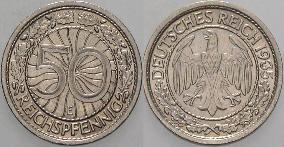 50 Reichspfennig 1935 J. 324 Sehr schön - vorzüglich