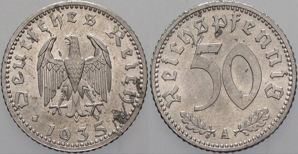 50 Reichspfennig 1935 J. 368 winz. Flecken, sonst vorzüglich +