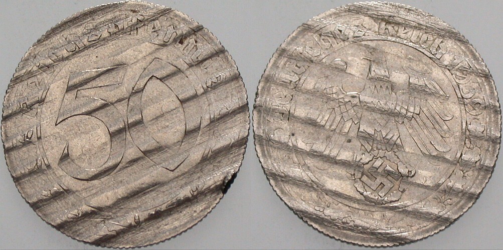 50 Reichspfennig 1939 A Entwertete Münze Jaeger 365 Sehr schön