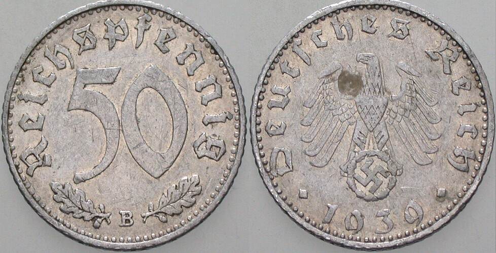 50 Reichspfennig 1939 J. 372 Sehr schön