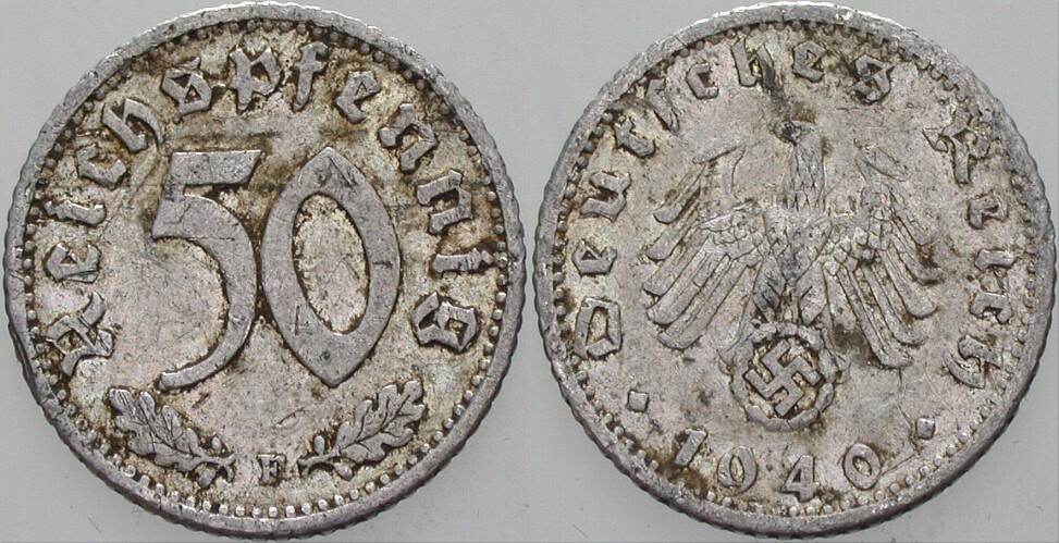 50 Reichspfennig 1940 J. 372 Fast sehr schön