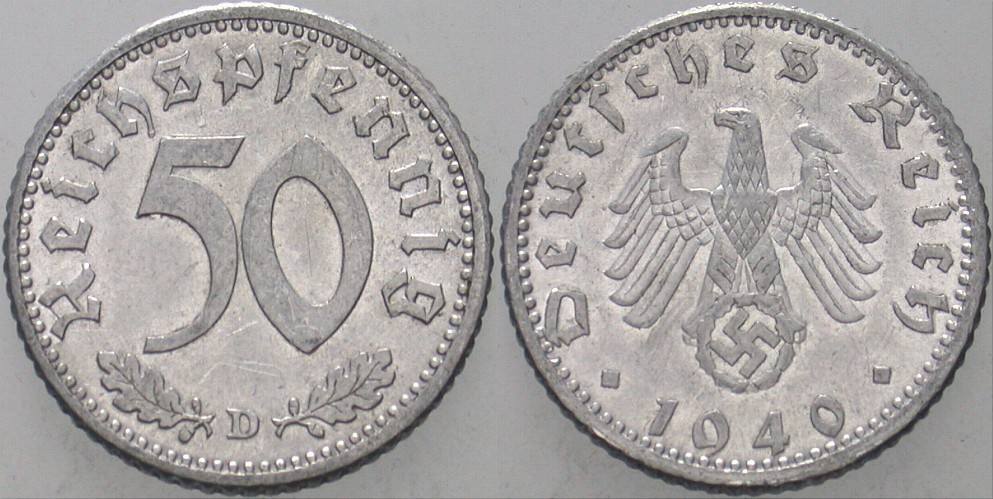 50 Reichspfennig 1940 J. 372 Gutes vorzüglich