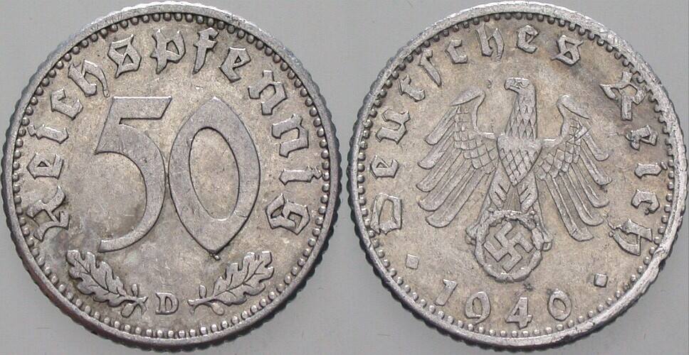 50 Reichspfennig 1940 J. 372 sehr schön - vorzüglich