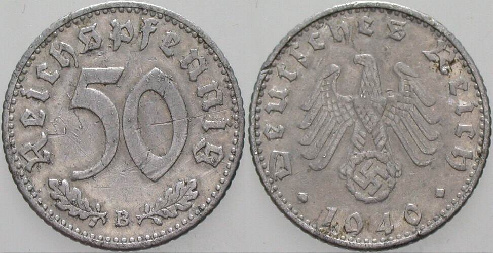 50 Reichspfennig 1940 J. 372 Sehr schön