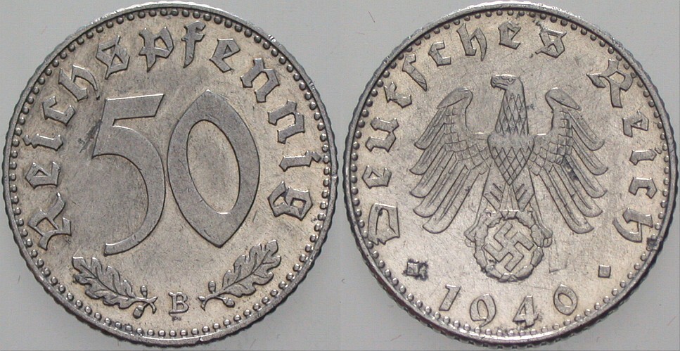 50 Reichspfennig 1940 J. 372 vorzüglich +