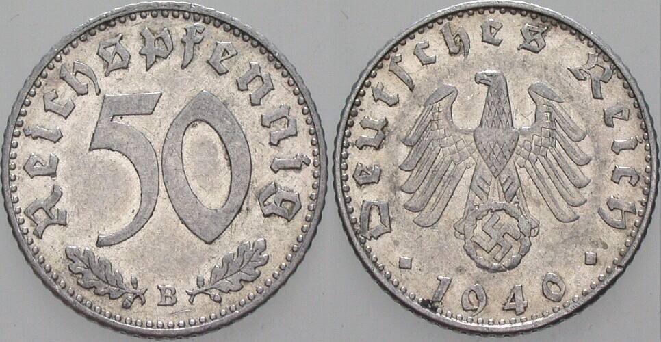 50 Reichspfennig 1940 J. 372 Vorzüglich