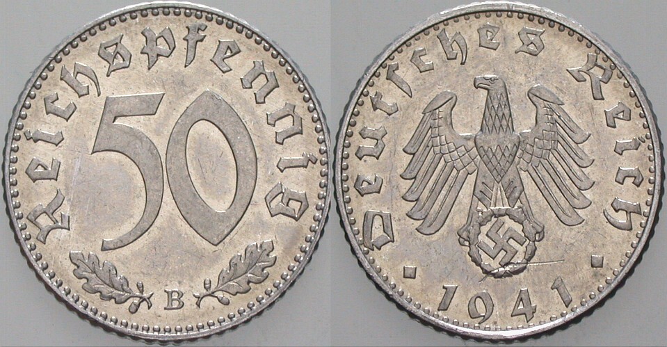 50 Reichspfennig 1941 J. 372 Fast Stempelglanz