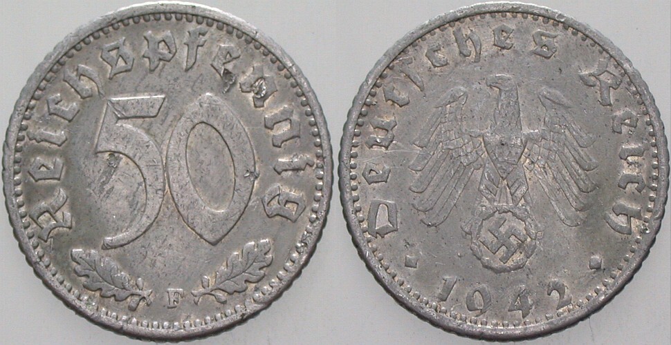 50 Reichspfennig 1942 J. 372 Sehr schön