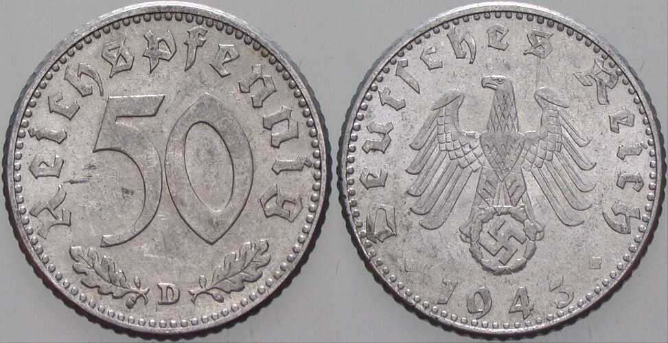 50 Reichspfennig 1943 J. 372 Vorzüglich