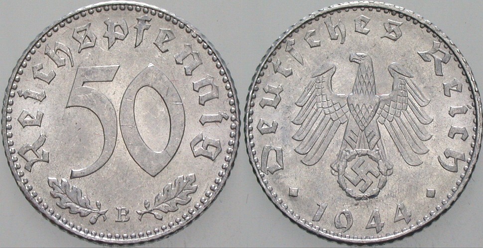50 Reichspfennig 1944 J. 372 Gutes vorzüglich