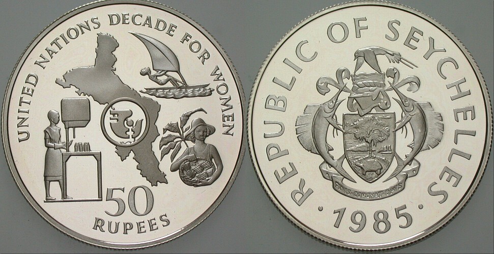 50 Rupees 1985 Polierte Platte, verkapselt