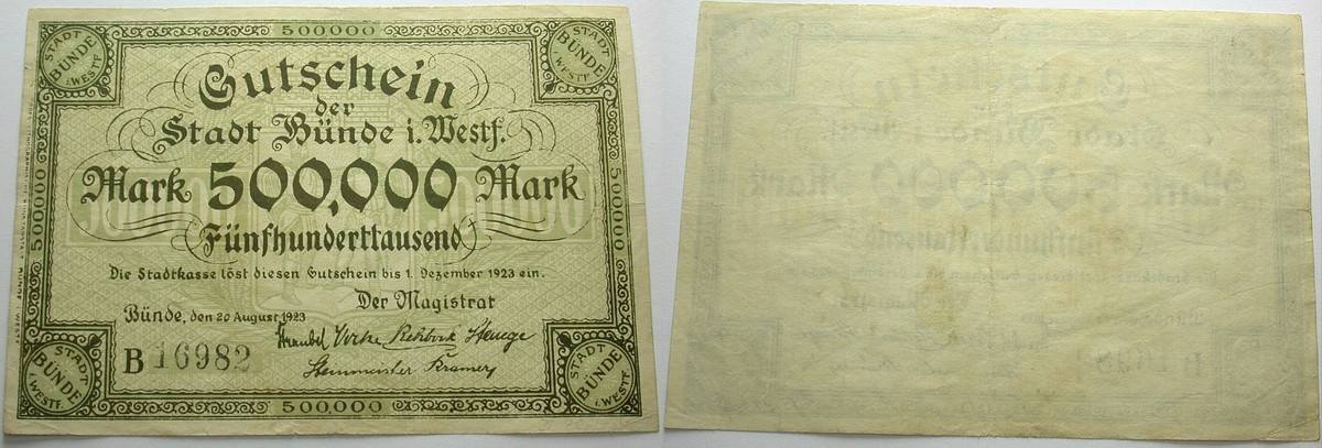 500 000 Mark 20.August 1923 Topp 169.04 Gebraucht