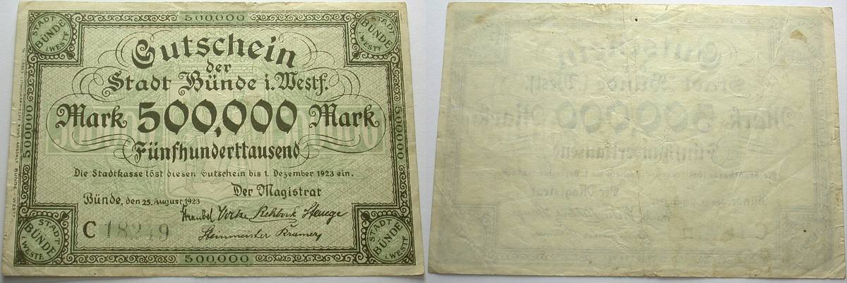 500 000 Mark 25.August 1923 Topp 169.07 Gebraucht