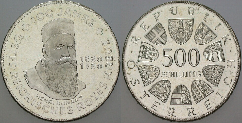500 Schilling 1980  Patinaq, Polierte Platte -