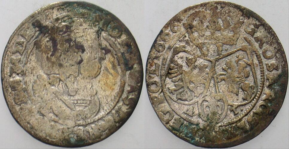 6 Gröscher 1667 Gum. 1715 Belag, fast sehr schön