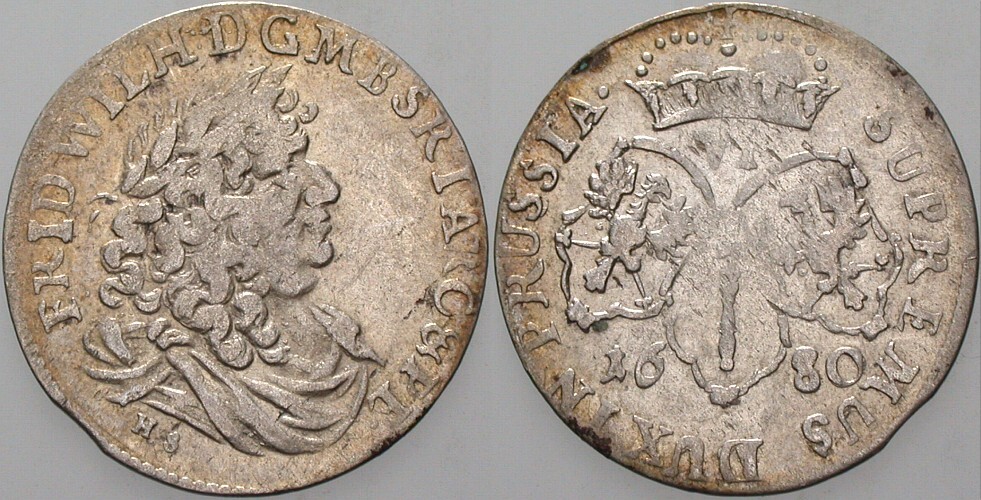 6 Gröscher 1680  Kl. Rdf., sehr schön