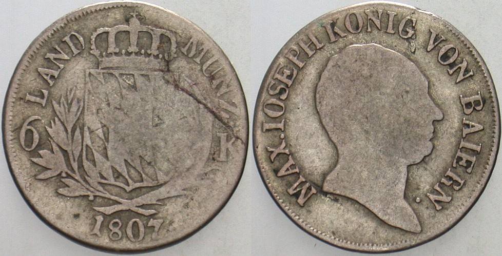 6 Kreuzer 1807 Jaeger 10 AKS 52 Fast sehr schön
