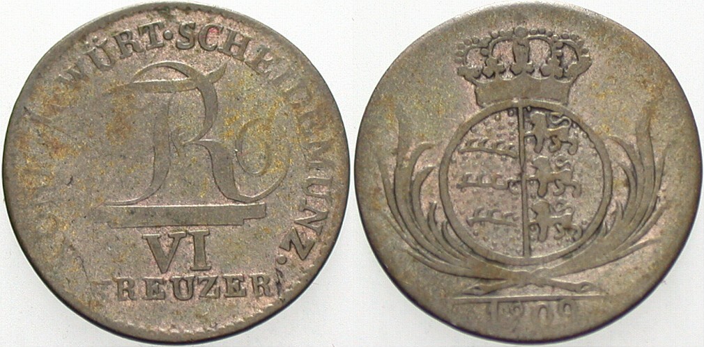 6 Kreuzer 1809 Jaeger 9 AKS 51 Fast sehr schön