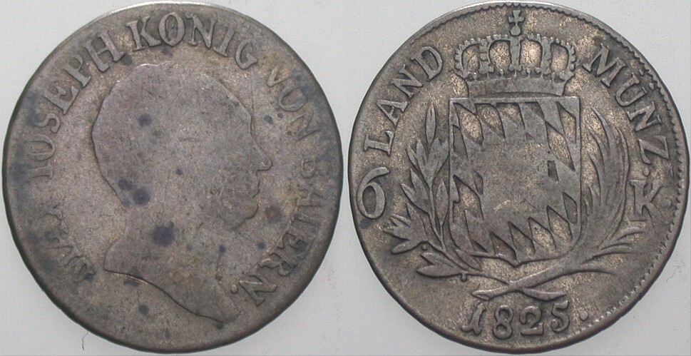 6 Kreuzer 1825 Jaeger 10 AKS 52 Fast sehr schön