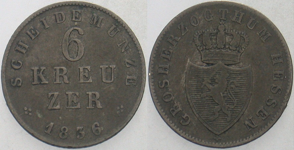 6 Kreuzer 1836 Jaeger 32 AKS 107 Fast sehr schön