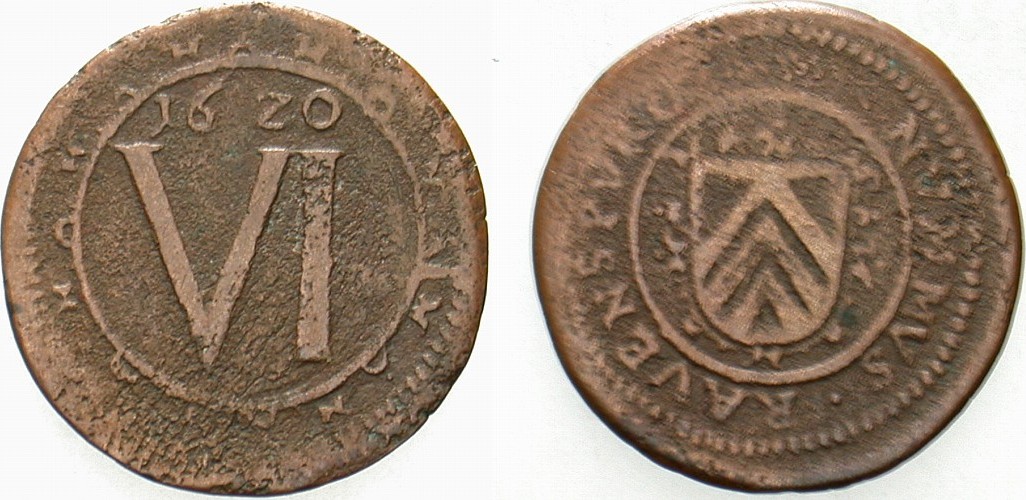 6 Kupferpfennig 1620 Stange 161 Rauher Schrötling, fast sehr schön