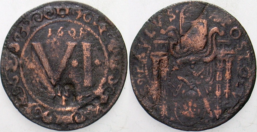 6 Pfennig 1608 Schön mit Gegenstempel