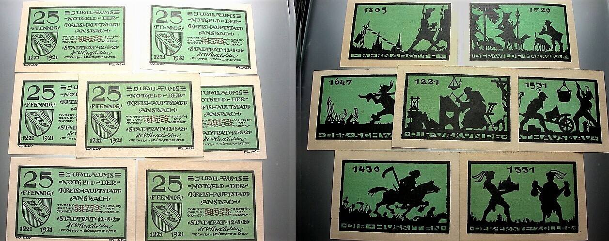 7 x 25 Pfennig 12.8.1921 Grabowski/Mehl 35.1 Leicht gebraucht