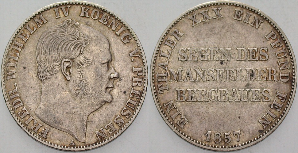 Ausbeutetaler 1857 Jaeger 85 AKS 79 Sehr schön