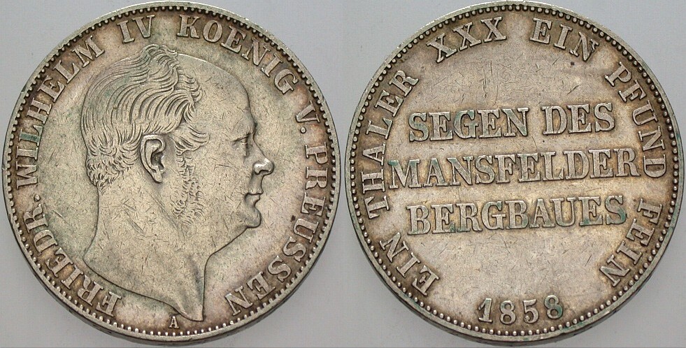 Ausbeutetaler 1858 Jaeger 85 Thun 263 AKS 79 Kahnt 380 Patina, sehr schön - vorzüglich