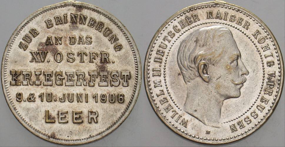 Bornzemedaille versilbert 1906  Entfernter Henkel, sonst sehr schön - vorzüglich