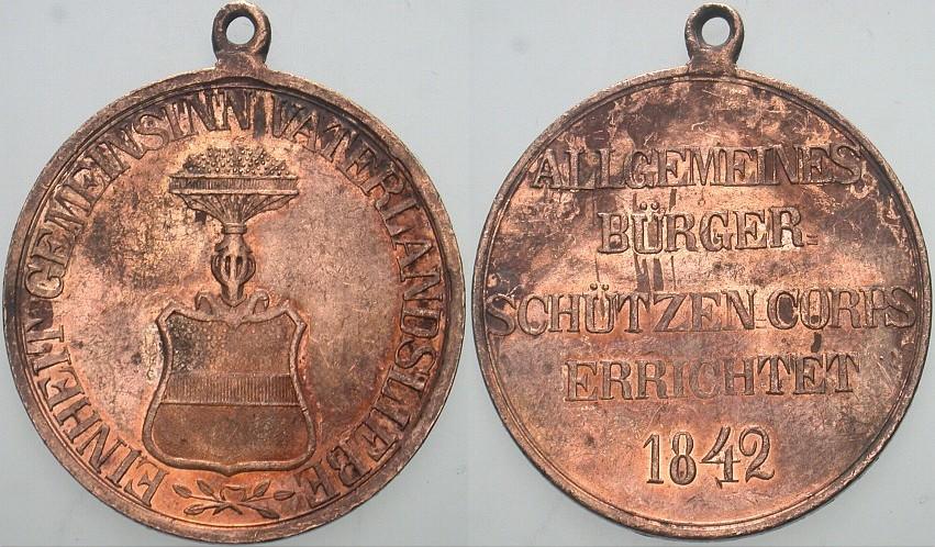 Bronzemedaille 1842 Slg. Peltzer 863 Patina, mit Henkel, sehr schön - vorzüglich