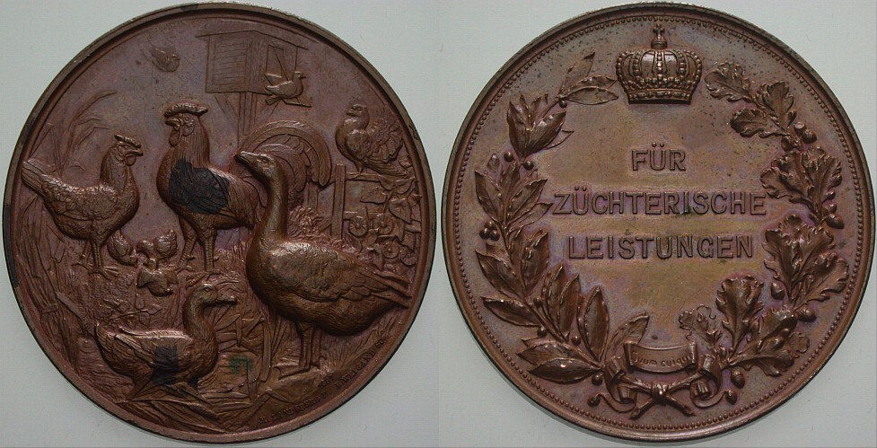 Bronzemedaille 1887 Hüsken Bd.II 7.313.2 Schwarze Flecken, sonst vorzüglich