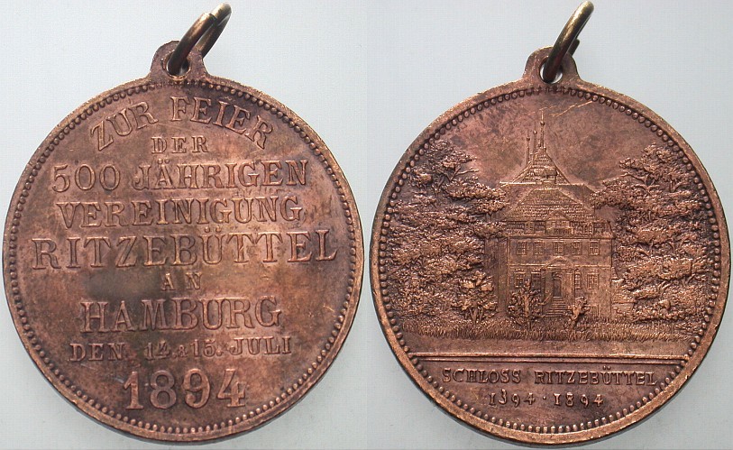 Bronzemedaille 1894  Gehenkelt, sehr schön