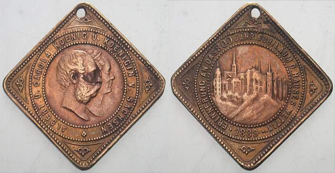 Bronzemedaille, Klippenform 1889  Gelocht , fast sehr schön