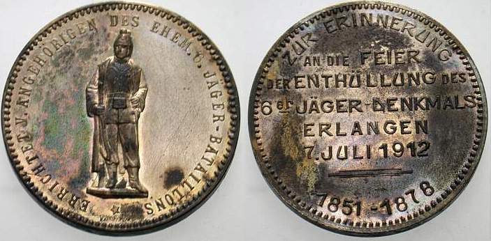 Bronzemedaille versilbert 1912  Patina, winz. Kratzer, vorzüglich
