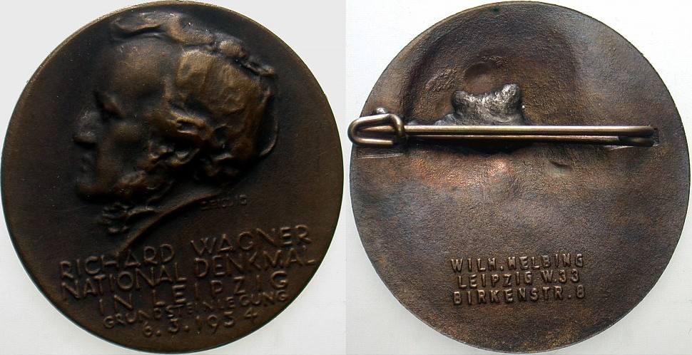 Bronzene Ansteckmedaille 1934 Vorzüglich