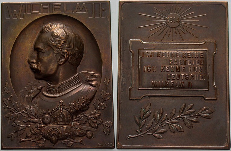 Bronzeplakette 1914 Wurzbach 9702 Sehr schön - vorzüglich
