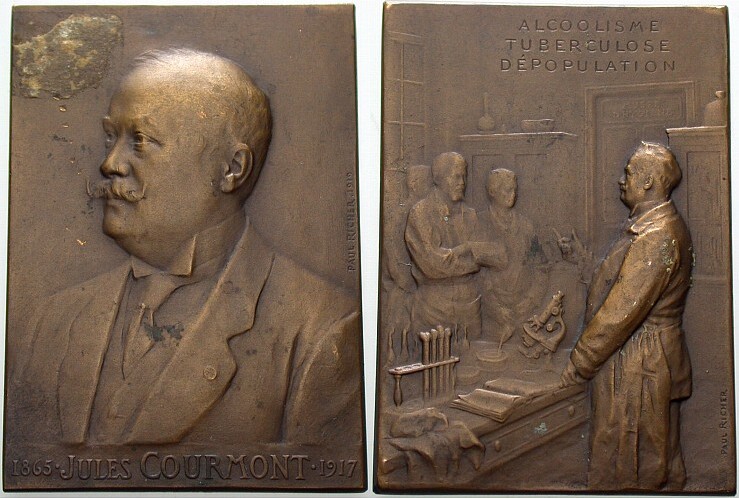 Bronzeplakette 1919  Klebereste, fast vorzüglich