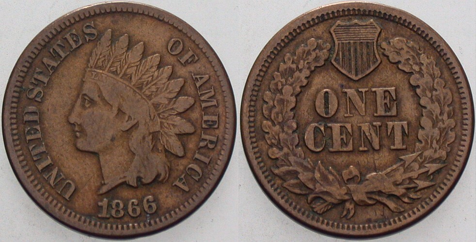 Cent 1866 Fast sehr schön